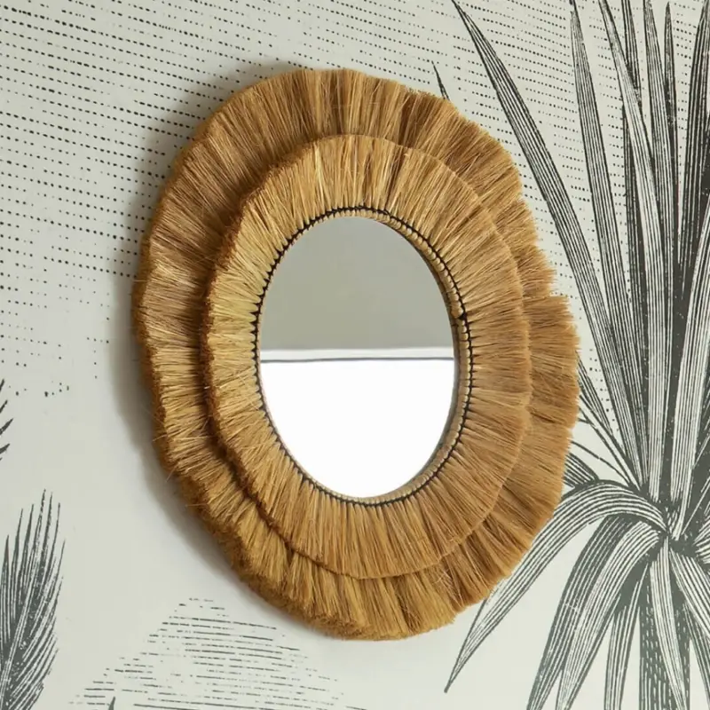 Atmosphera - Wandspiegel ALBA Ø 57 cm Raphia Koop Online