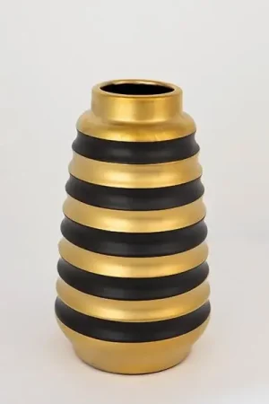 Nu Kopen Vaas van keramiek 25x14 cm goud/zwart