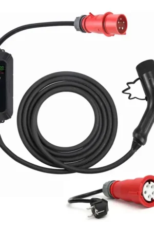 Reislaadstation voor elektrische auto's EV/PHEV AC Type 2 16A/400V 11kW IP55 7m + adapter 230V 3,7kW + Etui Merkproduct