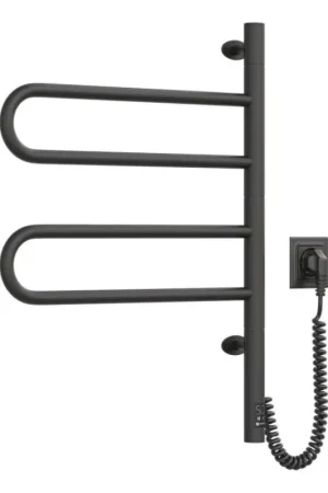 Premium Elektrische draaibare handdoekdroger met thermostaat FOUETTE 60W 65x49 cm zwart