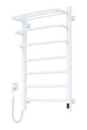 Fabrieksprijs Elektrische handdoekradiator met thermostaat FORTIS 155W 80x48 cm wit links