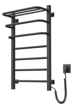 Elektrische handdoekdroger met thermostaat FORTIS 155W 80x48 cm, zwart, rechts Alleen Vandaag