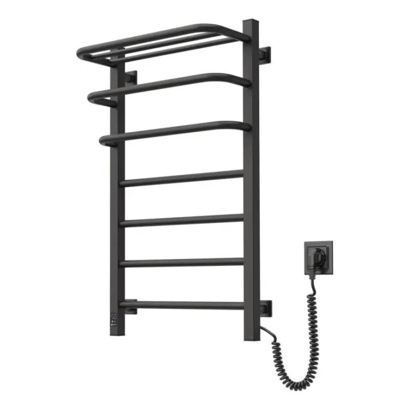 Elektrische handdoekdroger met thermostaat FORTIS 155W 80x48 cm, zwart, rechts Alleen Vandaag