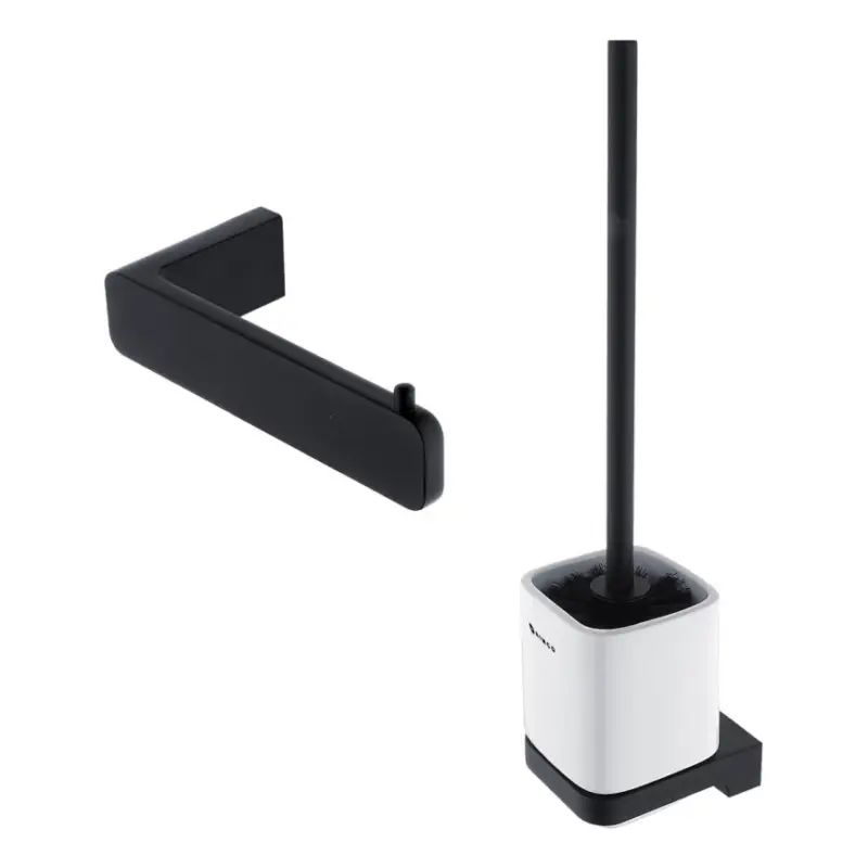Lage Prijs NIMCO MAC set-94KN-90 - Wandgemonteerde toiletborstel en toiletrolhouder MAYA wit/mat zwart