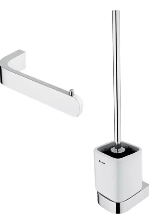 Lage Kosten NIMCO NK set-94KN-26 - Wandgemonteerde toiletborstel en toiletrolhouder NIKAU wit/glanzend chroom