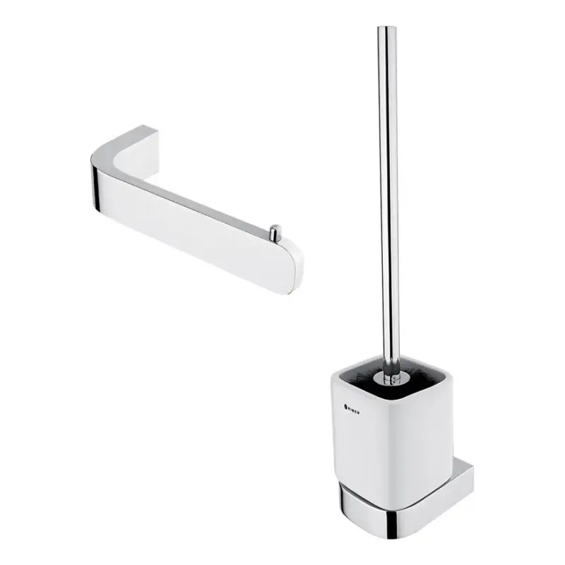 Lage Kosten NIMCO NK set-94KN-26 - Wandgemonteerde toiletborstel en toiletrolhouder NIKAU wit/glanzend chroom