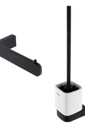 NIMCO NKC set-94KN-90 - Wandgemonteerde toiletborstel en toiletrolhouder NIKAU wit/mat zwart Direct Beschikbaar