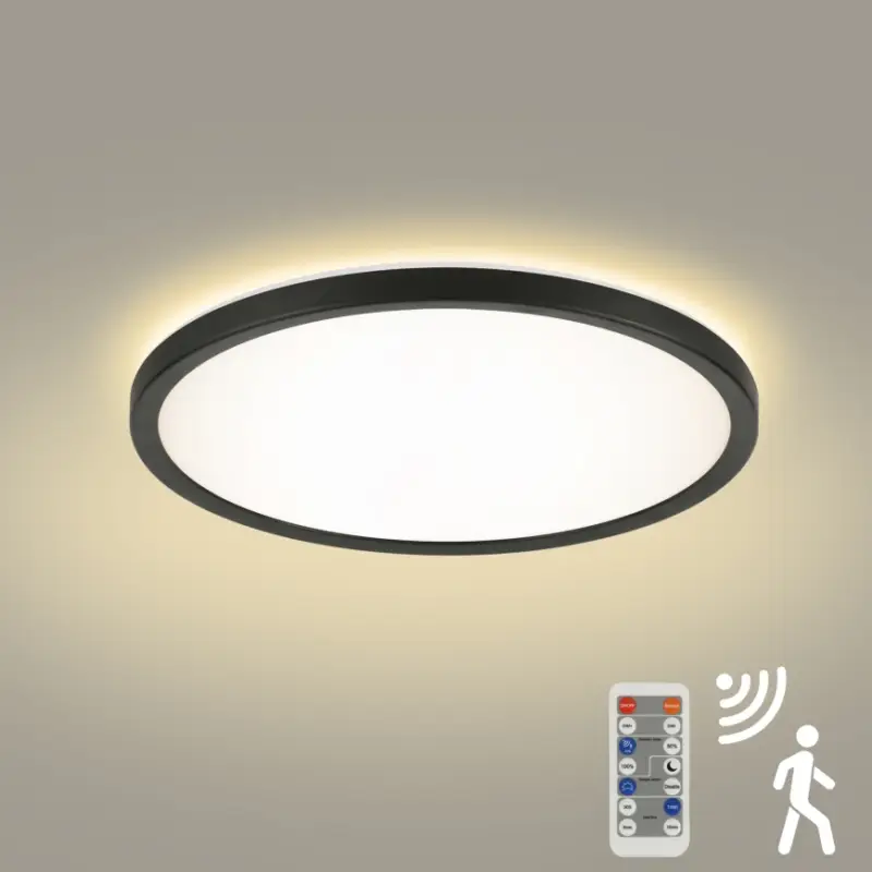 Brilagi - LED dimbaar armatuur met bewegings- en schemersensor ULTRA SLIM LED/24W/230V Ø 42 cm + afstandsbediening Betaalbaar