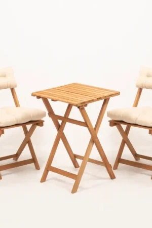 Tijdelijk Beschikbaar Balkonset met kussens beukenhout
