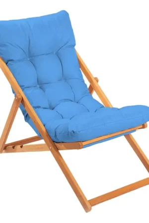 Direct Verzonden Tuinligstoel blauw/beuk