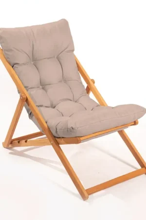 Tuinligstoel beige/beukenhout Merkproduct