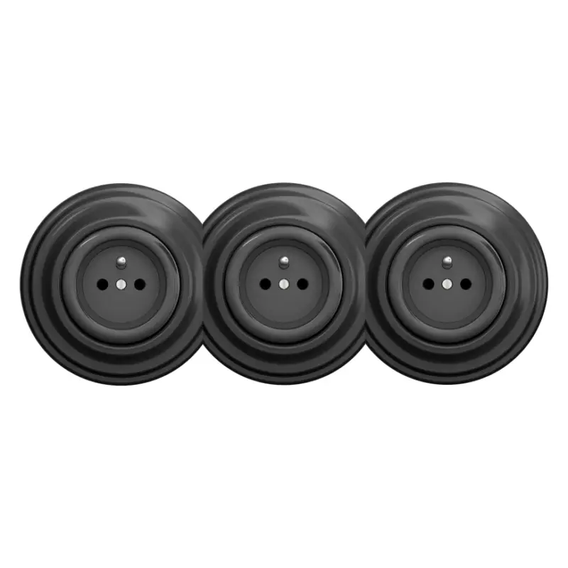 Snelle Levering Kliklap - Drievoudige retro-wandcontactdoos met frame, 230 V, antraciet