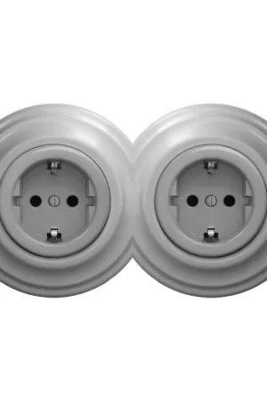 Beste Prijs Kliklap - Dubbel retro wandstopcontact met SCHUKO-afdekraam 230V grijs