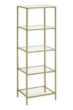 Goudkleurige boekenkast GLASY 40x125x30 cm Laatste Kans