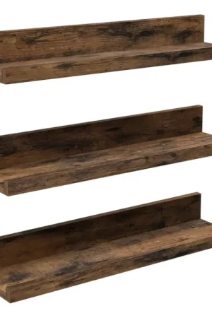 Set van 3 wandplanken SHELFY 38 x 5 x 10 cm, bruin Betaalbaar