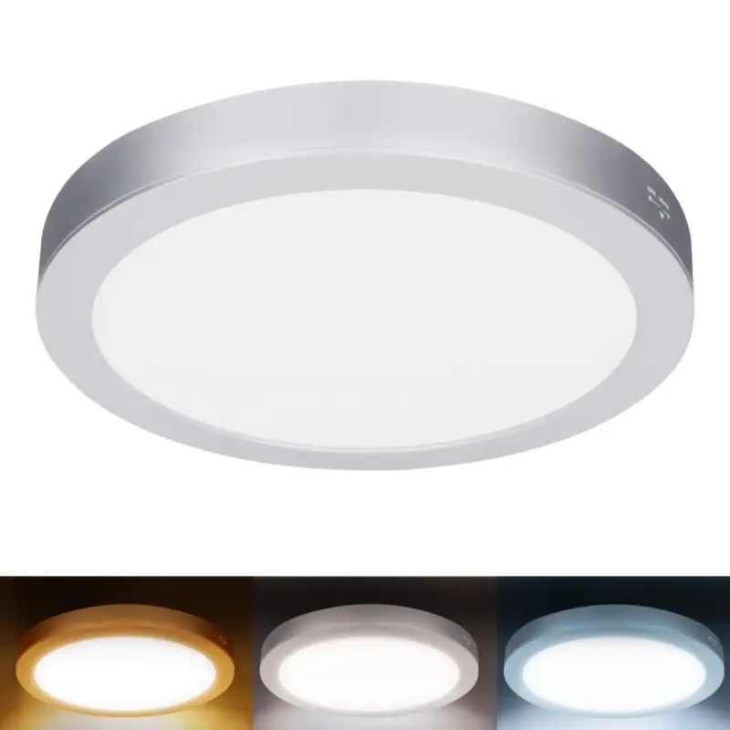 Aanbieding LED Opbouw-/inbouwpaneel 2-in-1 18W/230V 3000/4000/6000K Ø 22,5 cm IP54 zilver
