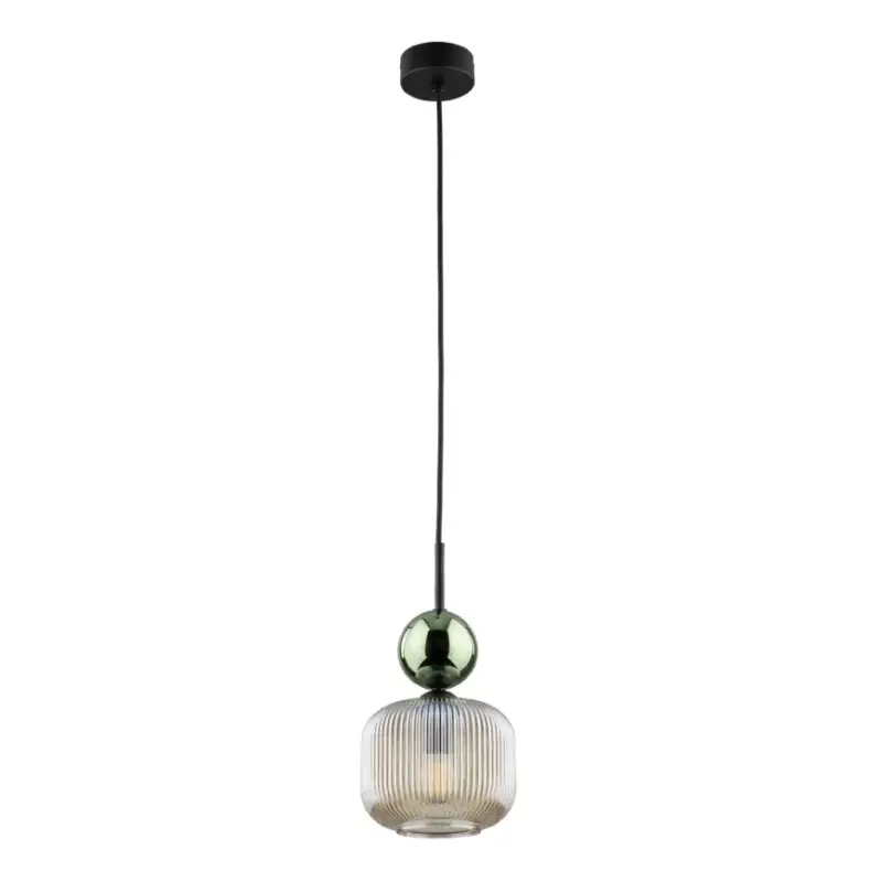 Veilige Betaling Hanglamp aan kabel SOPHIA 1xE14/10W/230V zwart/groen/rookbeige