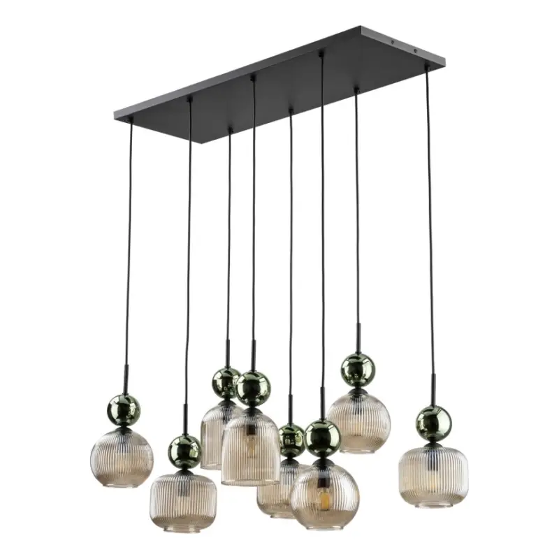 Hanglamp aan snoer SOPHIA 8xE14/10W/230V zwart/groen/rookbeige Betaalbaar