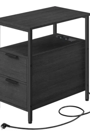 Bijzettafel met ingebouwde stopcontacten en USB-poorten ROD zwart Veilige Betaling