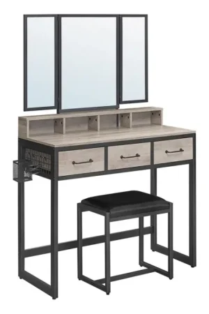 Seizoensaanbieding Kaptafel met kruk 28,6x42 cm FLORA grijs/zwart
