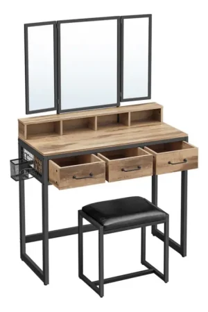 FLORA toilettafel met kruk, 28,6 x 42 cm, bruin/zwart Lage Kosten