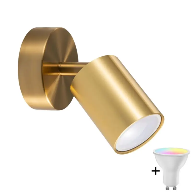 Uitverkoop LED RGBW dimbare wandspot GOLDIE 1xGU10/4,8W/230V 3000K goud + afstandsbediening