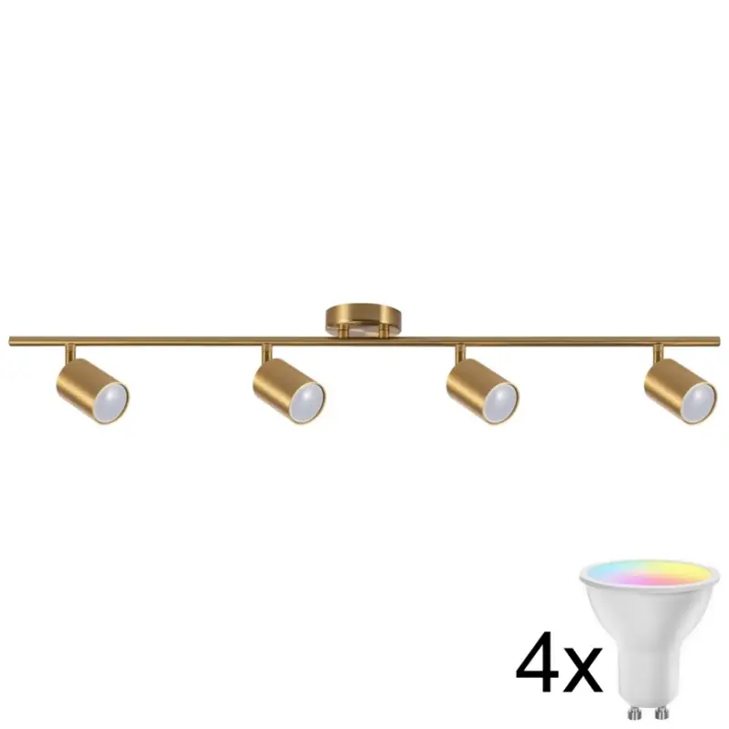 LED RGBW dimbare spot GOLDIE 4xGU10/4,8W/230V 3000K goudkleurig + afstandsbediening Speciale Aanbieding