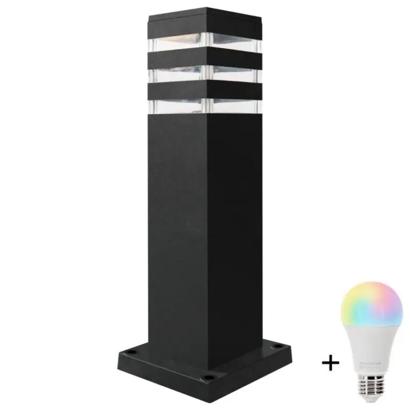 LED RGBW dimbare buitenlamp TEKSAS 1xE27/9W/230V 2700-6500K Wi-Fi 44 cm IP44 antraciet Laatste Versie