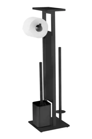 WENKO 71558800 - WC-set DEBAR 21x70,5 cm roestvrij staal/zwart Lage Prijs