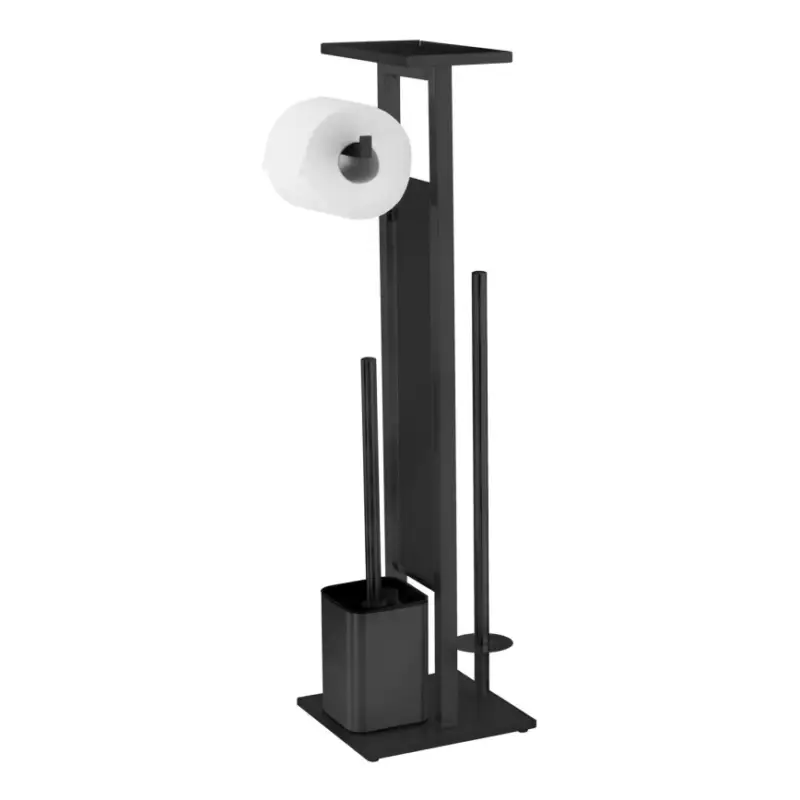 WENKO 71558800 - WC-set DEBAR 21x70,5 cm roestvrij staal/zwart Lage Prijs