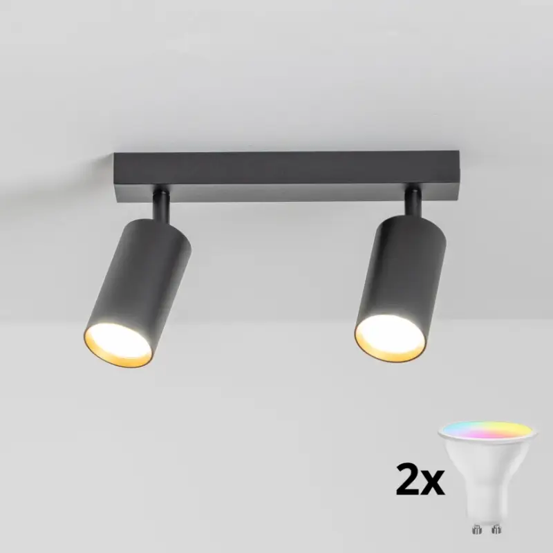 Shop Nu Brilagi - SELE LED RGBW dimbare spot 2xGU10/4,8W/230V 3000K zwart/goud + afstandsbediening