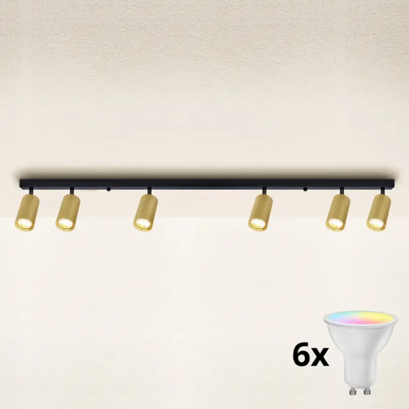 Beperkte Voorraad Brilagi - LED RGBW dimbare spotarmatuur SELE GOLDEN 6xGU10/6,5W/230V 2700-6500K zwart/goud