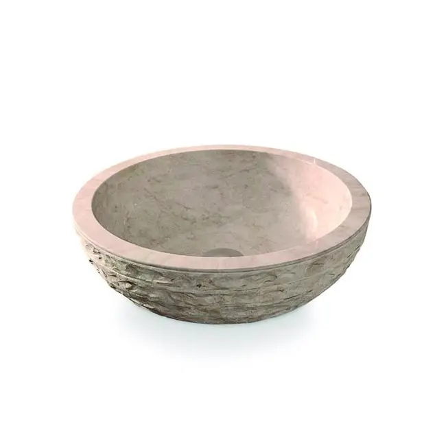 Bathco 00318 - Opzetwastafel PUKET Ø 45 cm steen/beige Voordeelprijs
