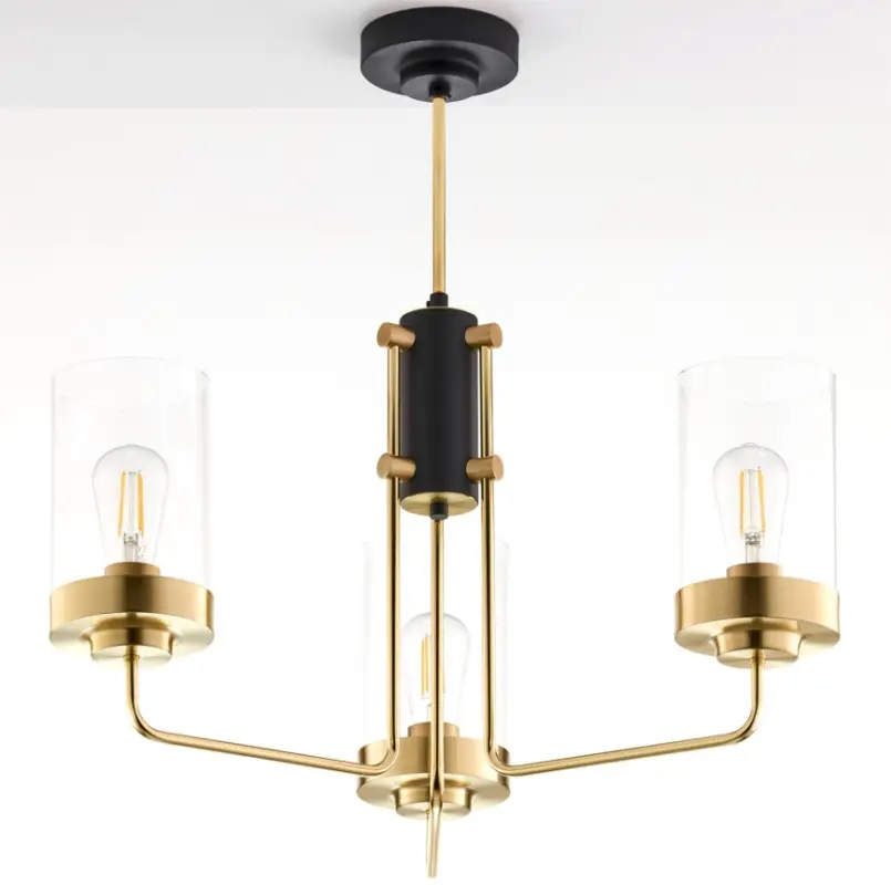 Laatste Versie Jupiter 2087 - Kroonluchter met stang RAMIREZ 3xE27/15W/230V goud/zwart