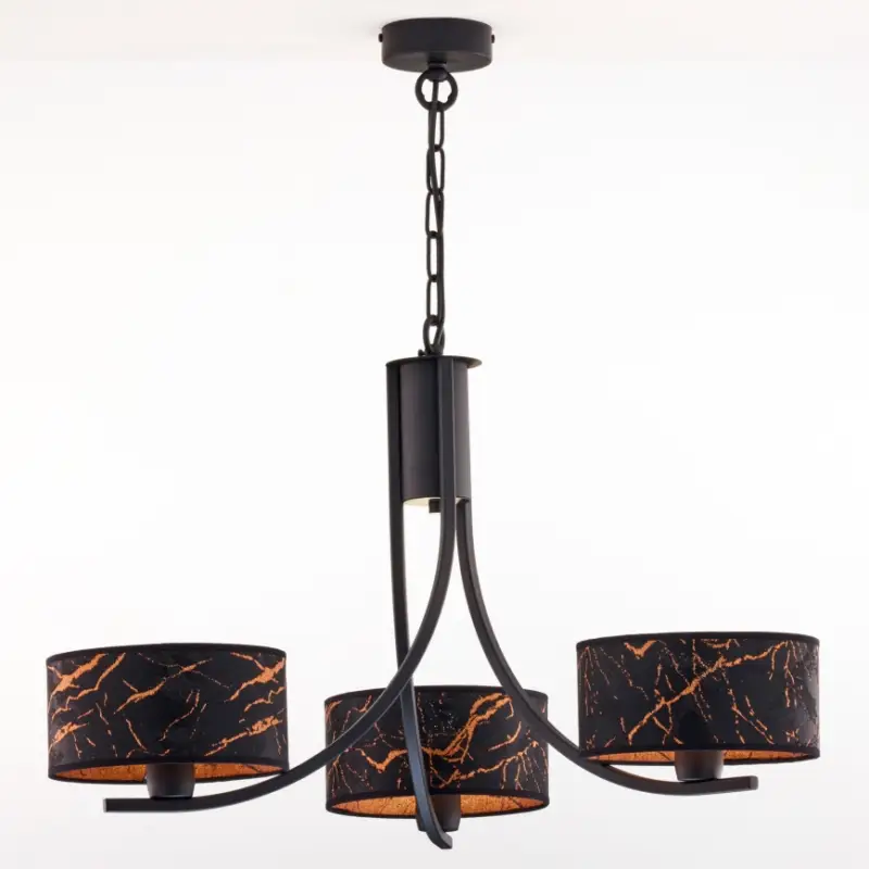 Aanbieding Jupiter 2106 - Kroonluchter aan ketting ARTHUR 3xE27/15W/230V zwart/oranje/marmerdecor