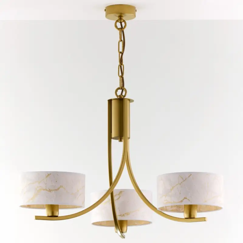 Jupiter 2096 - Kroonluchter met ketting ARTHUR 3xE27/15W/230V wit/goud/marmerdecor Must-Have