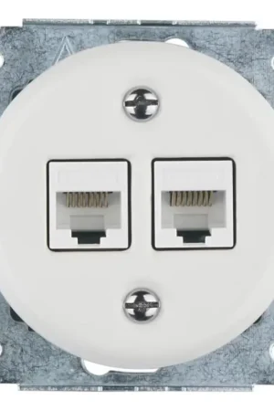 Bohemia-Design - Porseleinen retro Ethernet-aansluiting zonder afdekraam 2x CAT.5E wit Laatste Versie