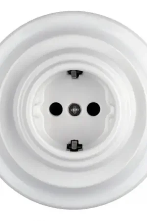 Beperkte Voorraad Bohemia-Design - Porseleinen retro stopcontact met afdekraam SCHUKO 250V/16A wit