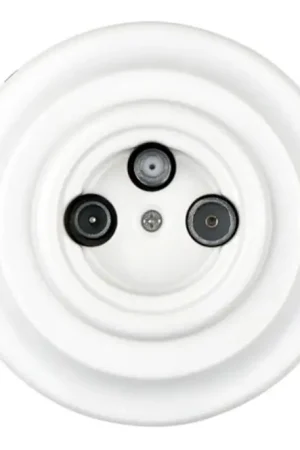 Bohemia-Design - Porseleinen retro TV/SAT-W wandcontactdoos met afdekraam, wit Laatste Kans