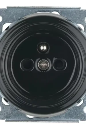 Bohemia-Design - Porseleinen retro wandcontactdoos voor huishoudelijk gebruik zonder afdekraam 250V/16A zwart Tijdelijk Beschikbaar