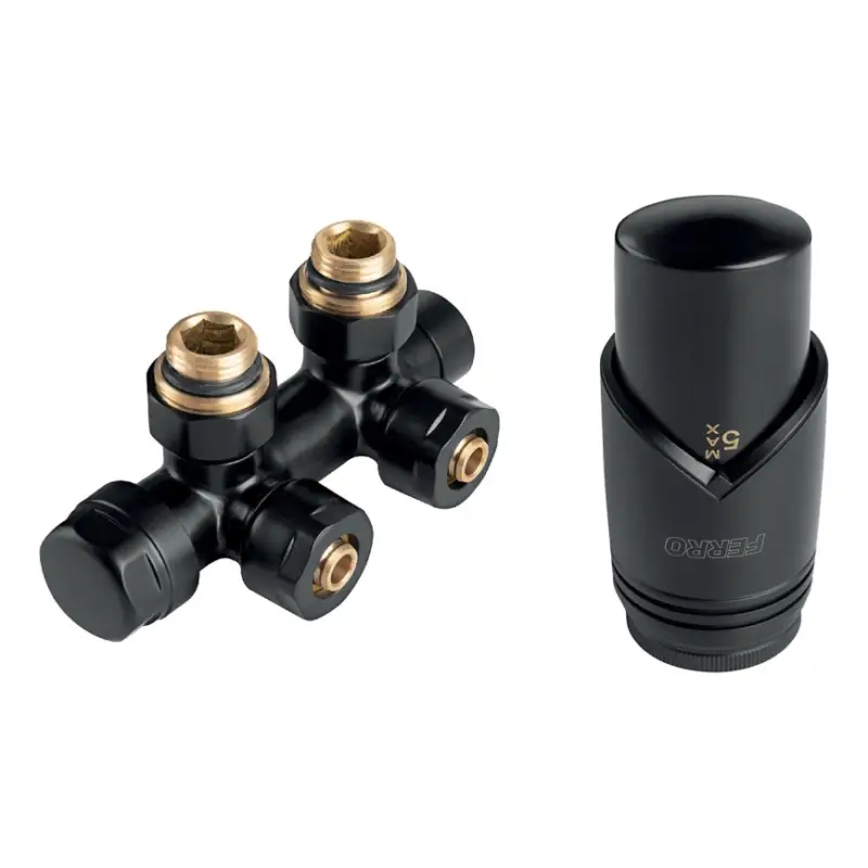 Novaservis - Radiatorset met centrale aansluiting, hoekig, zwart Lage Kosten