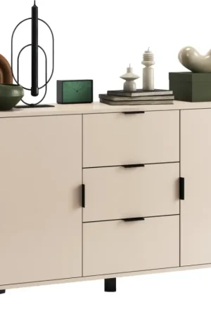 Gereduceerde Prijs Ladekast LORA met lades en deuren, beige