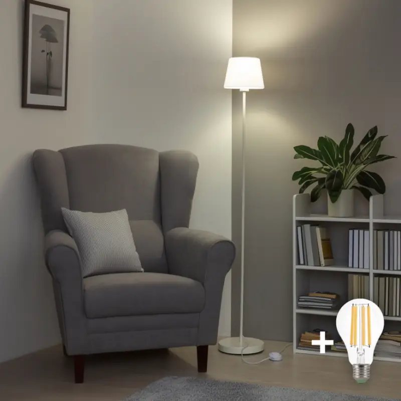 Brilagi - LED vloerlamp CERIA 1xE27/40W/230V Ø 20,5 cm wit Exclusieve Aanbieding