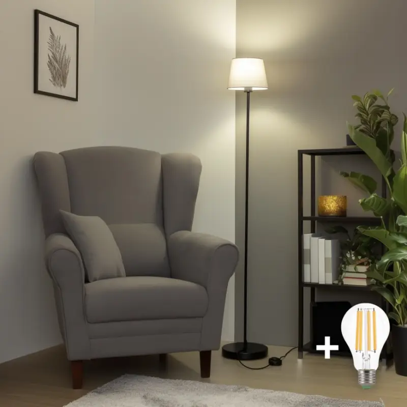 Brilagi - LED vloerlamp CERIA 1xE27/40W/230V Ø 20,5 cm grijs/zwart Laatste Kans