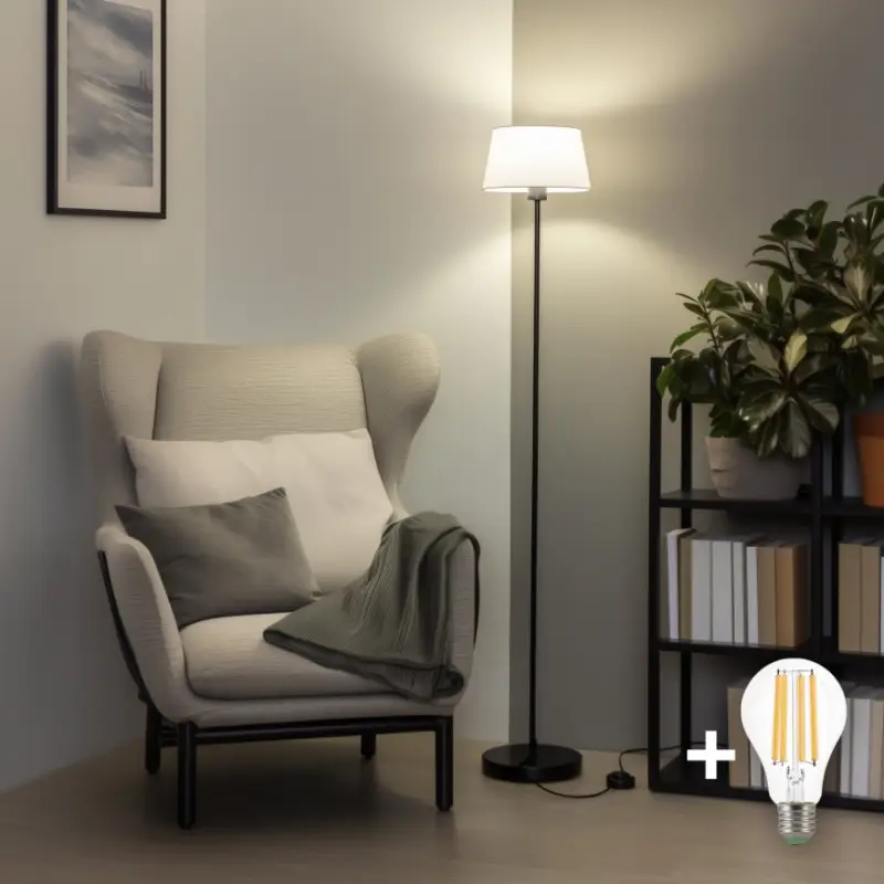 Brilagi - LED vloerlamp CERIA 1xE27/40W/230V Ø 25 cm wit/zwart Betrouwbaar