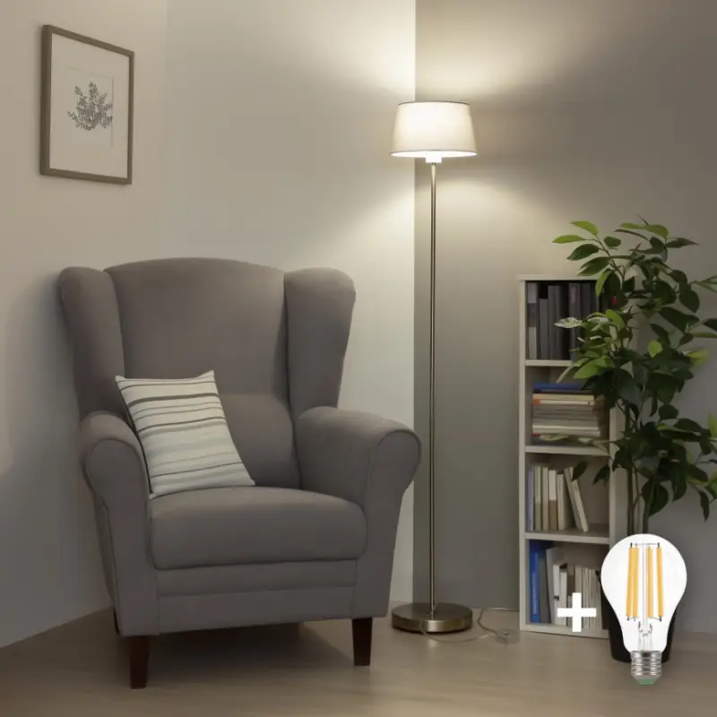 Alleen Vandaag Brilagi - LED vloerlamp CERIA 1xE27/40W/230V Ø 25 cm grijs/mat chroom