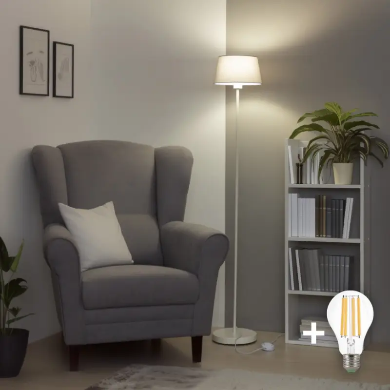 Fabrieksprijs Brilagi - LED vloerlamp CERIA 1xE27/40W/230V Ø 25 cm grijs/wit