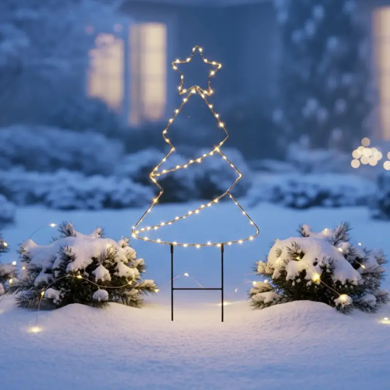 Snelle Levering LED buiten kerstdecoratie 85xLED/3xAA IP44 warm wit kerstboompje
