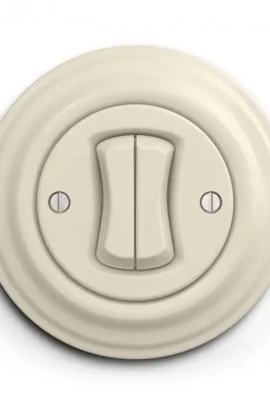 Merkproduct Kliklap - Retro seriële schakelaar met afdekraam nr. 5, beige