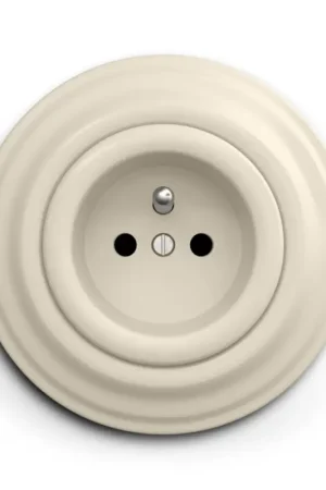 Lage Kosten Kliklap - Retro stopcontact met afdekraam 230V beige